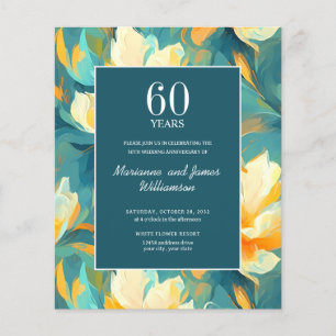 Papier 60e Anniversaire Orange Turquoise Peint Fleur phot