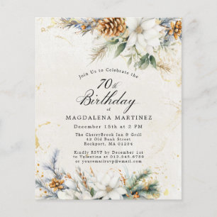 Papier 70e anniversaire Hiver White Floral Invitation