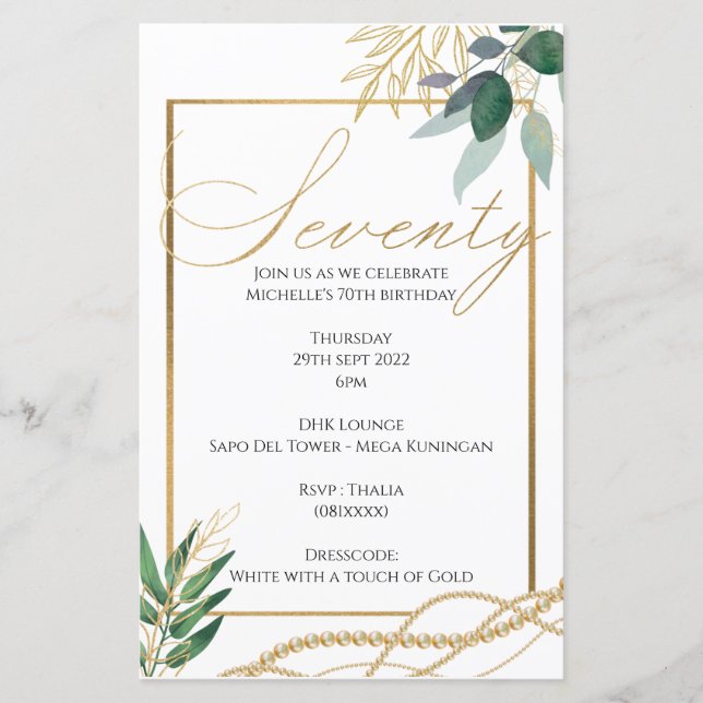 Papier 70e anniversaire - Invitation (Devant)