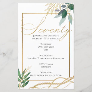 Papier 70e anniversaire - Invitation