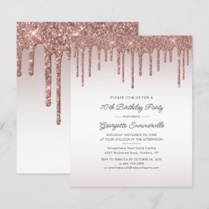 Papier 70e anniversaire Rose Parties scintillant d'or In