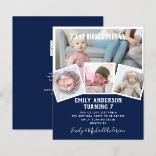 Papier 7E Anniversaire Photo Collage Invitation Garçon fi