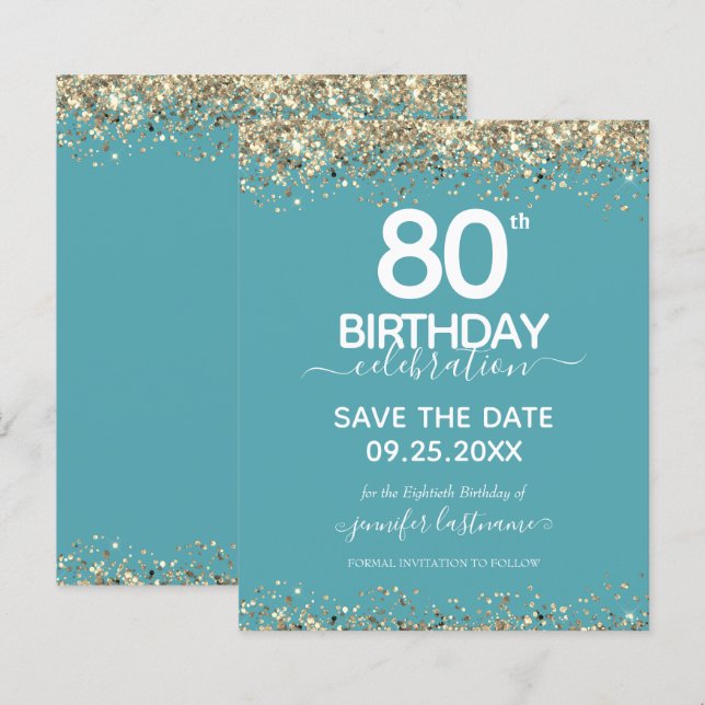 Papier 80e anniversaire Enregistrer la date Invitation bu (Devant / Derrière)