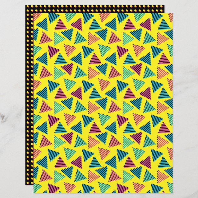 Papier 80's/90 Retro Neon Yellow Black Motif (Devant / Derrière)