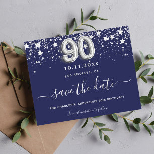 Papier 90e anniversaire marine bleu argent enregistrer la