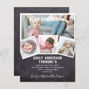 Papier 9E Anniversaire Photo Collage Invitation Garçon fi