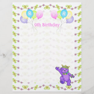 Papier 9e anniversaire Princess Bear Party Scrapbook Papi
