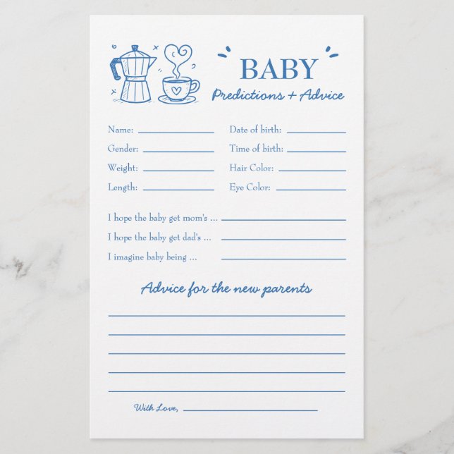 Papier A Baby Is Brewing Coffee Predictions and Advice (Devant)