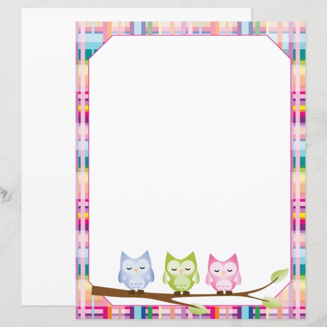 Papier à carreaux de couleur hibou (Devant / Derrière)