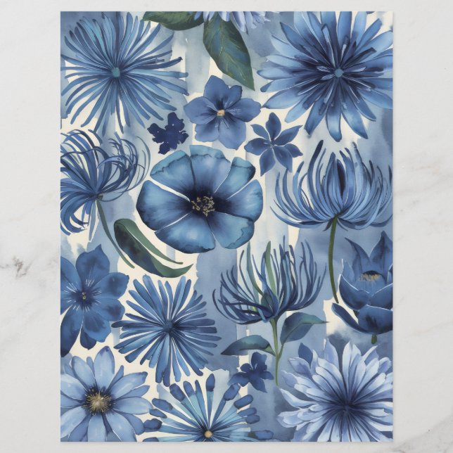Papier à écailles bleu floral (Devant)