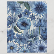 Papier à écailles bleu floral