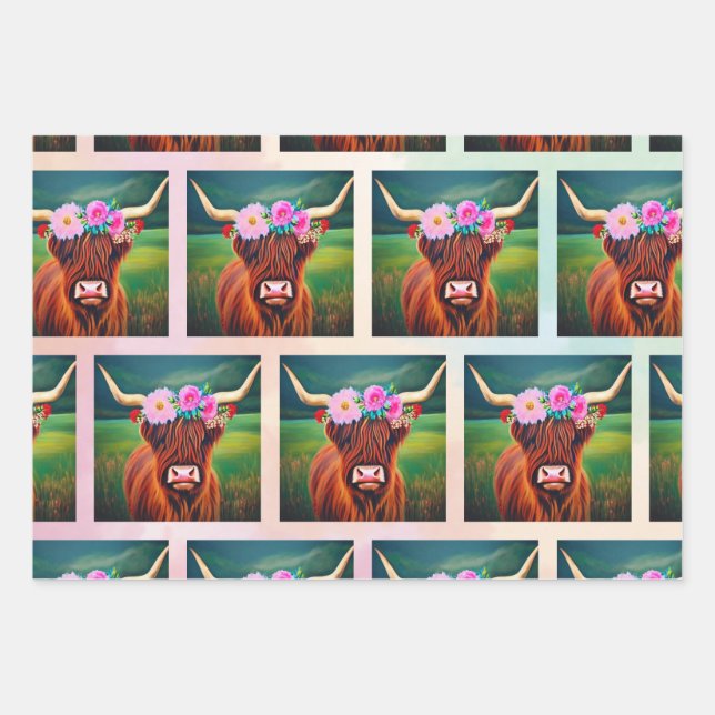 Papier à écouvillonnage de vache Higland - Feuille (Devant)