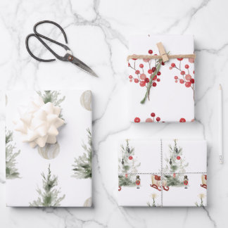 Papier à écrêtage de Noël Jeu de 3 feuilles plates