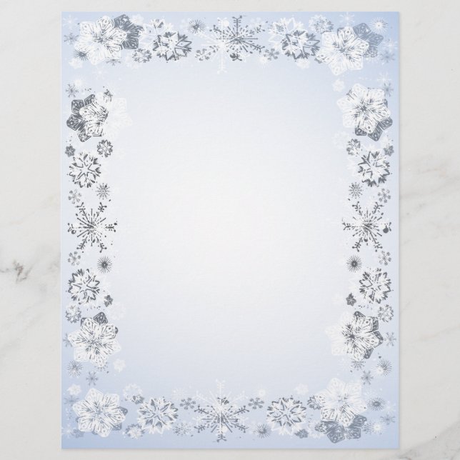 Papier à écrire sans lignes à bordure de flocons d (Devant)
