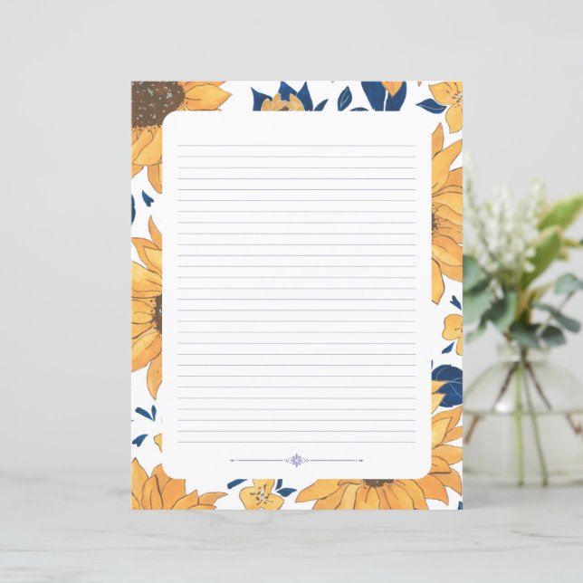 Papier à écriture lin - tournesols (Debout devant)