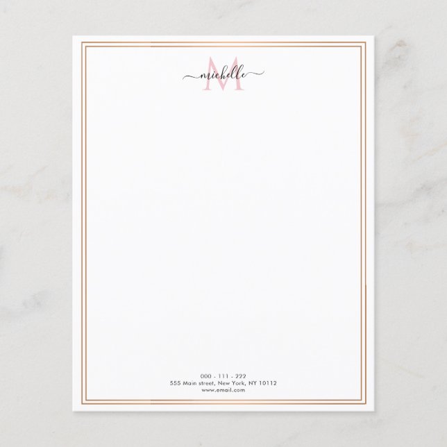 papier à en-tête à monogramme avec cadre doré (Devant)