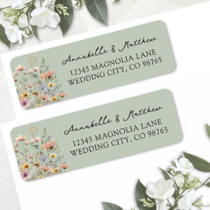 Papier à en-tête floral à fleurs sauvages vert sau