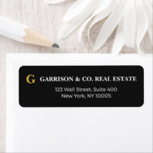 Papier à en-tête noir or monogramme Retour Adresse