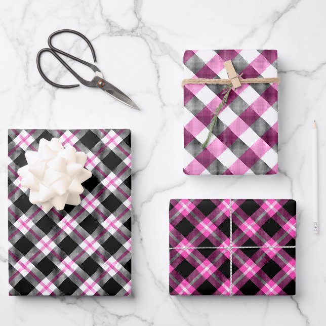 Papier à enveloppement à bison rose et noir (Recto)