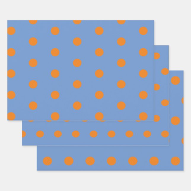 Papier à enveloppement à points Polka (bleu et ora (Lot)