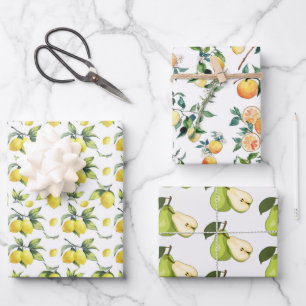 Papier à enveloppement à trois feuilles - Citrons