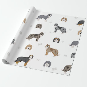 Papier à enveloppement cadeau avec divers chiens d