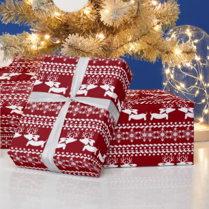 Papier à enveloppement cadeau pour Doxie Reindeer