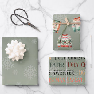 Papier à enveloppement de Noël moche et doux de 3