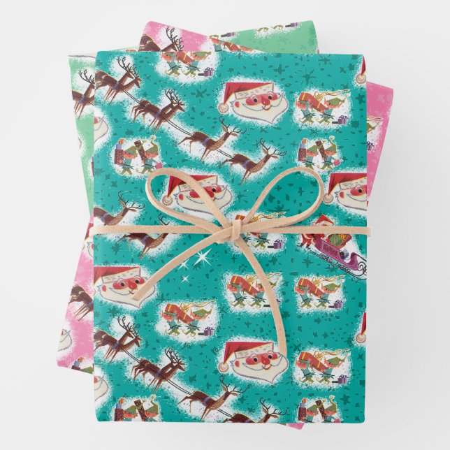 Papier à enveloppement de Noël Père Noël des année (En situation)