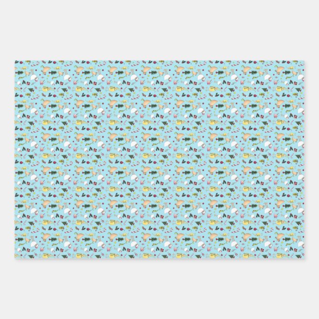 Papier à enveloppement de poulet de Noël série de  (Devant)