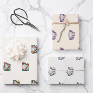 Papier à enveloppement floral de harpe (Ensemble d