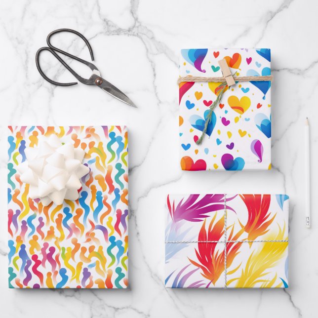 Papier à enveloppement multicolore vibrant (Recto)