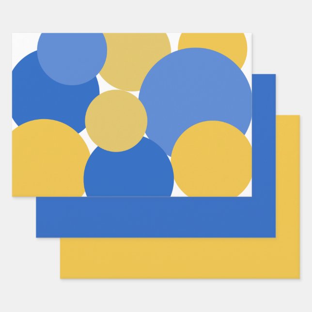 Papier à enveloppement Pois bleu, jaune et blanc (Lot)