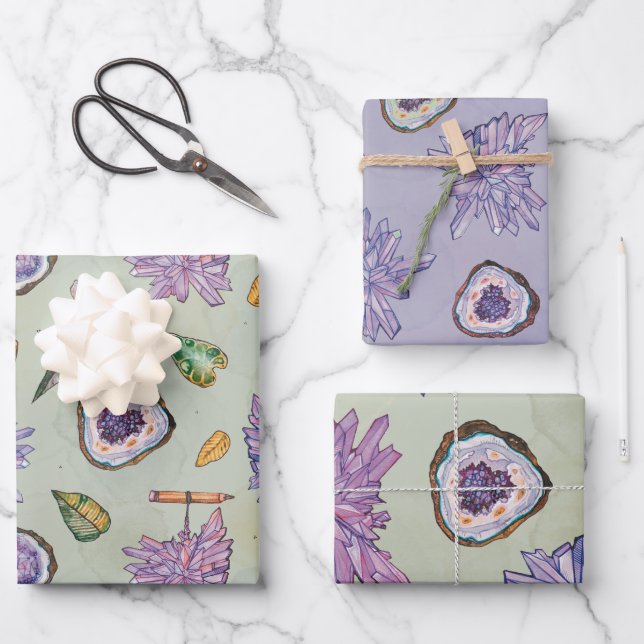 Papier à envelopper avec Motif Crystal et Geode (Recto)