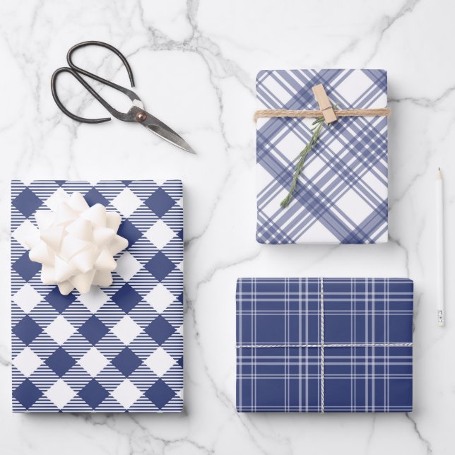 Papier à envelopper bleu et blanc de la Marine Jeu (Recto)