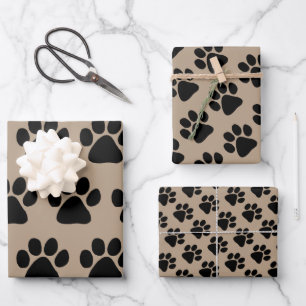 Papier à envelopper - Empreintes de pattes de chi