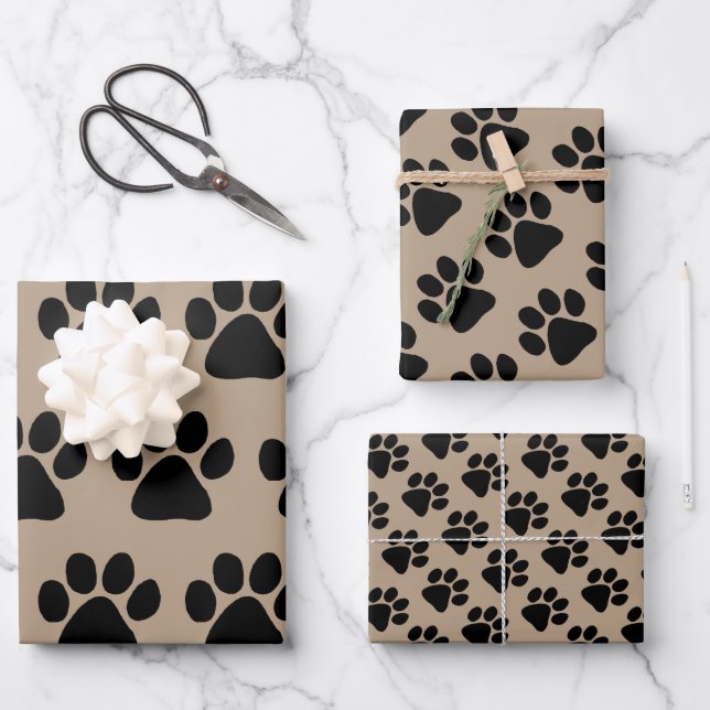 Papier à envelopper - Empreintes de pattes de chio (Recto)