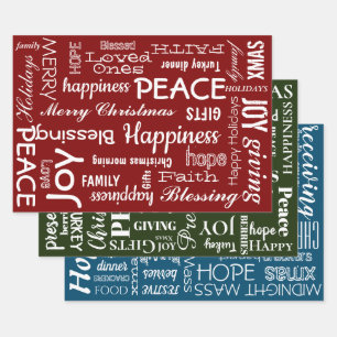 Papier à envelopper - Noël Rouge Vert Bleu