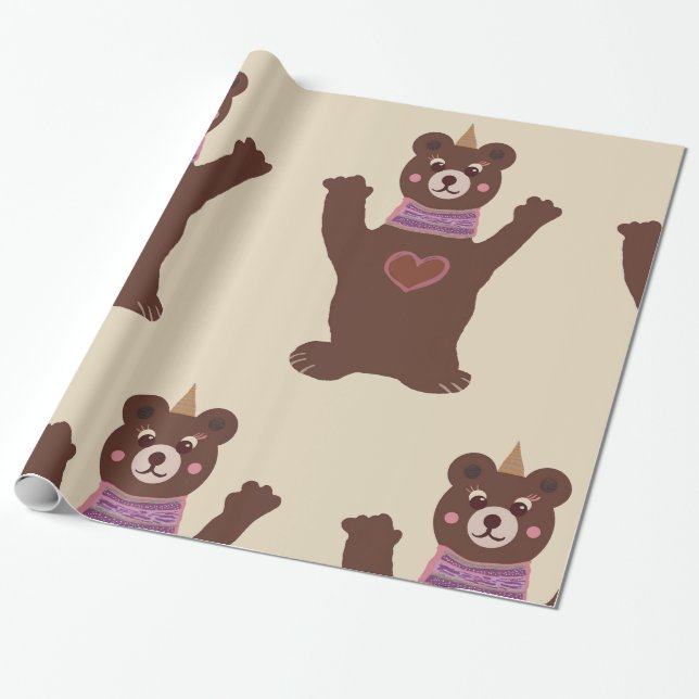 Papier à envelopper pour bébé emballage cadeau pou (Déroulé)