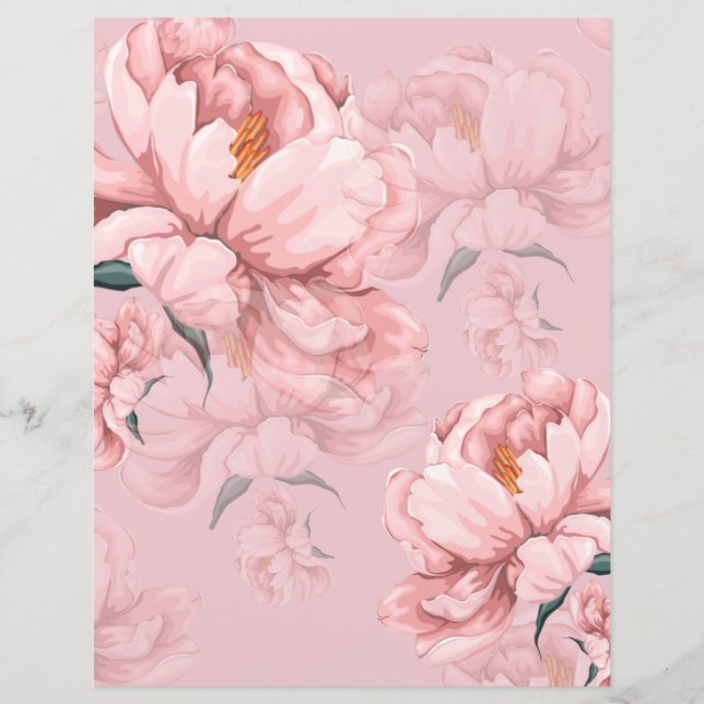 Papier à fleurs roses. (Devant)