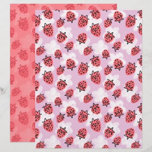 Papier à grappes à fraises (Devant / Derrière)