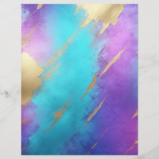 Papier à gratte-ciel bleu violet Turquoise or (Devant)