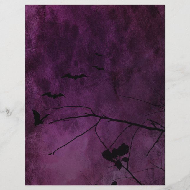 Papier à gratte-ciel violet chauves-souris (Devant)