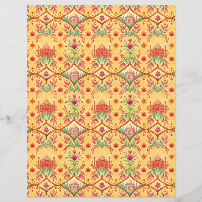 Papier à gratter jaune temple indien à deux côtés (Devant)