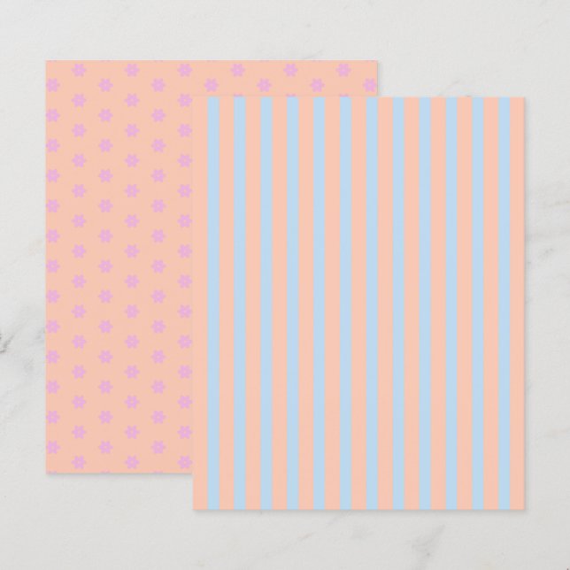 Papier à gratter Pastel Rainbow Stripes et Fleurs (Devant / Derrière)