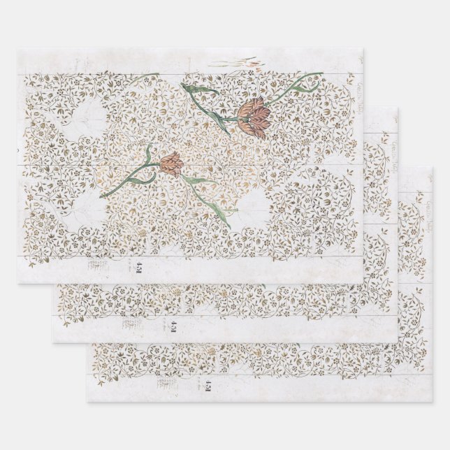 PAPIER À LAVAGE : WILLIAM MORRIS : GARDEN TULIP (Lot)