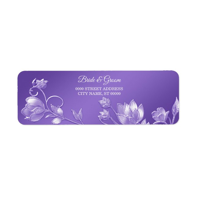 Papier à lettre de retour floral violet élégant (Devant)