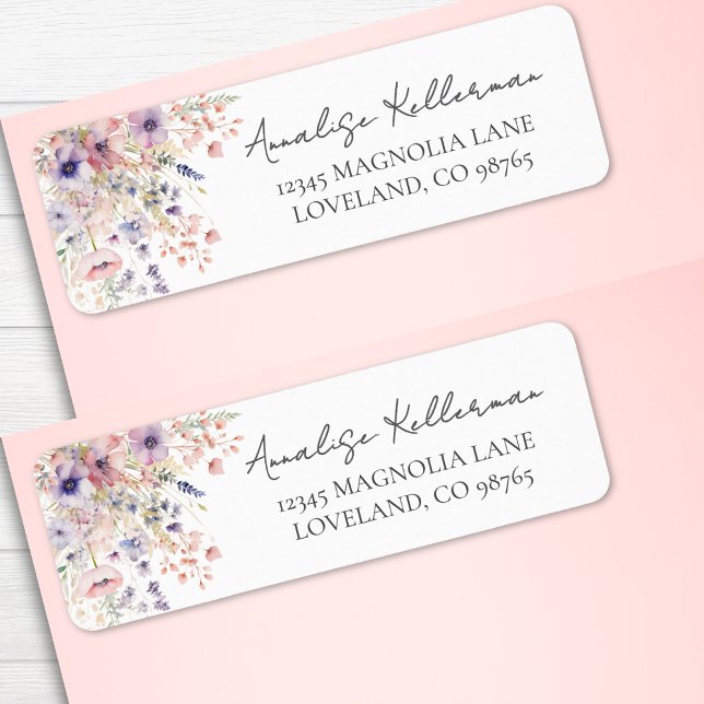 Papier à lettre Fleur de champ (Wildflower Pastel Floral Return Address label)