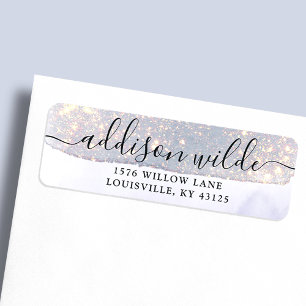 Papier à lettre holographique violet pailleté luxe