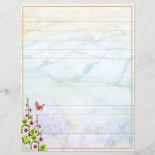 Papier à lettres aquarelle collines et fleurs sauv